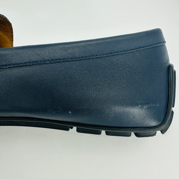 Gucci Men's Microguccissima Navy Blue Leather Slip On Driver Loafers Size 9 - Picture 10 of 16